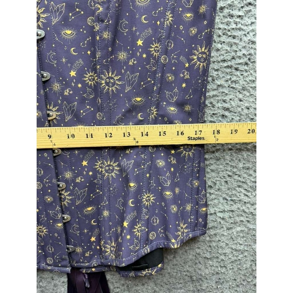 NWOT Corset Story Mystic Galaxy Indigo Gold Longline Overbust Corset Size UK 22 - Picture 9 of 12